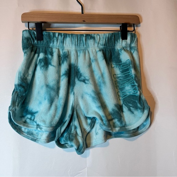 PINK Victoria's Secret Teal Tie-Dye Athletic Shorts - Picture 1 of 4